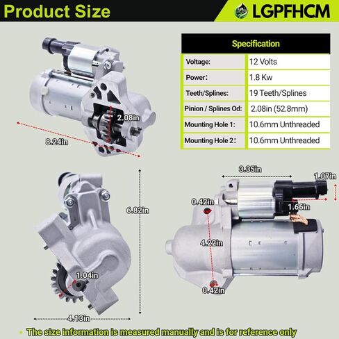 410-52318 12V 1.8KW 19-Tooth Starter Motor Compatible with Acura MDX 2007 2008 2009 V6 3.7L Counterclockwise Replace# 428000-4120 31200-RYE-A01 in Kuwait