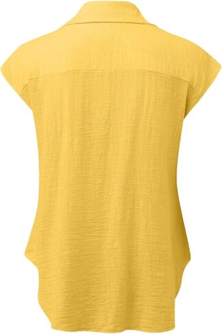 Linen Shirts for Women Oversize Button Down Blouse Short Sleeve Breathable Daily Wear Casual Tops in Saudi Arabia