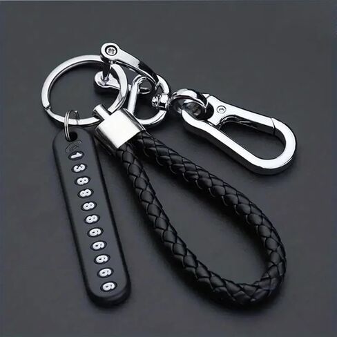 Anti-Lost Car Keychain for Men – Customizable Number Tag, Black Keychain Car Accessories for Drivers in Saudi Arabia