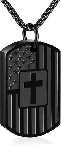 قلادات متقاطعة لحرق الجثث للرماد للرجال العلم الأمريكي قلادة جرة متقاطعة قلادة رماد حامل تذكار مجوهرات الرماد التذكارية in Kuwait