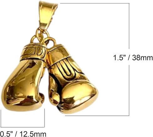 Boxing Gloves Pendant Necklace – 14K Gold & Silver Finish, Stainless Steel 3mm Rope Chain, Iced Out Fighter Boxer Jewelry for Men & Women in Saudi Arabia