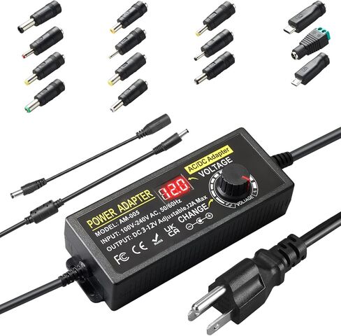 محول طاقة عالمي 108 واط قابل للتعديل 9 فولت ~ 36 فولت تيار مستمر محول محول 100 فولت-240 فولت تيار متردد إلى تيار مستمر مع شاشة عرض جهد LED، 14 طرف ومحول قطبية، 9 فولت 12 فولت 15 فولت 18 فولت 20 فولت 24 فولت... مصدر طاقة 36 فولت in Kuwait
