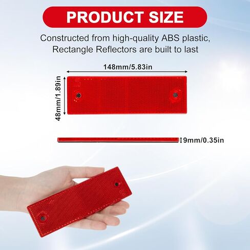 PSLER 15-Pack Red Rectangular Safety Reflectors, Universal High-Visibility Markers with Dual-Mounting (Adhesive & Screw-On) for Trailers, Driveway Posts, and RVs - Weather-Resistant ABS in Saudi Arabia