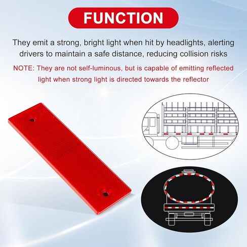 PSLER 15-Pack Red Rectangular Safety Reflectors, Universal High-Visibility Markers with Dual-Mounting (Adhesive & Screw-On) for Trailers, Driveway Posts, and RVs - Weather-Resistant ABS in Saudi Arabia