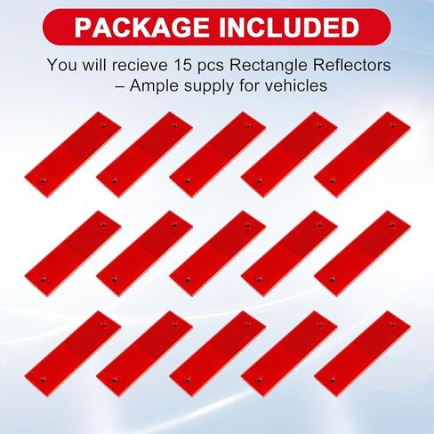 PSLER 15-Pack Red Rectangular Safety Reflectors, Universal High-Visibility Markers with Dual-Mounting (Adhesive & Screw-On) for Trailers, Driveway Posts, and RVs - Weather-Resistant ABS in Saudi Arabia
