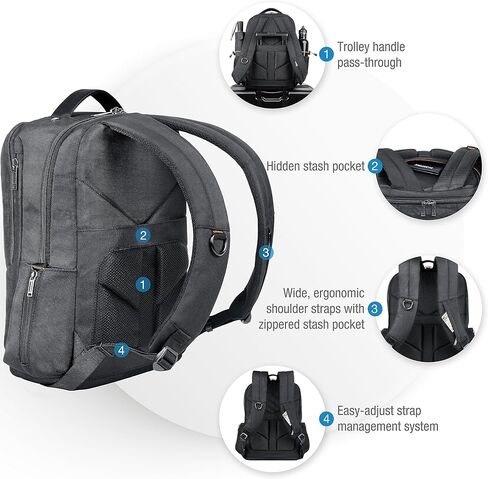 EVERKI ECO Studio Expandable Backpack (EKP118E-ECO) with Orange Accessory Pouch - Expandable Laptop Backpack with 15" Compartment, 26L Capacity - Expandable Backpack & Accessory Pouch Bundle in Kuwait