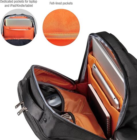 EVERKI ECO Studio Expandable Backpack (EKP118E-ECO) with Orange Accessory Pouch - Expandable Laptop Backpack with 15" Compartment, 26L Capacity - Expandable Backpack & Accessory Pouch Bundle in Kuwait
