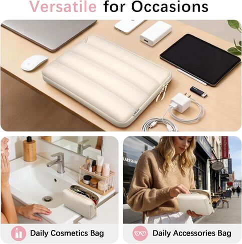 TECOOL Waterproof Puffy Laptop Case 13.3 Inch Sleeve for MacBook Neo MacBook Air 13 13.6 M5 M4 M3 M2 M1,MacBook Pro 14/13 M5 M4 M3 M2 M1,HP Lenovo Dell 13.3" Computer Case with Pocket & Small Bag-Sand in Saudi Arabia