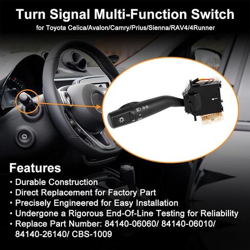 X AUTOHAUX Turn Signal Switch Headlamp Dimmer Switch Multi-Function Combination Switch for Toyota Camry 97-01 4-Door Replaces CBS-1009 8414006010 84140-06010 in Kuwait