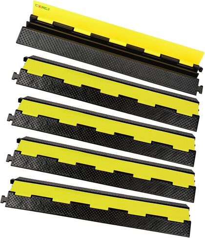 CXRCY Cable Ramp 3 Pack 2 Channel 11000lbs axle Capacity Floor Cord Cable Protector, Rubber Speed Bumps Hose Protector Ramps for Wire/Hose/Pipe Hider Driveway &Outdoor 40x10x2 inch(L x W x H) in Kuwait