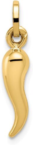Sonia Jewels 14k Yellow Gold Cornicello Italian Horn Protection Charm Pendant - 20mm x 5mm in Kuwait
