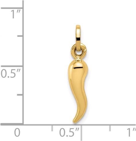 Sonia Jewels 14k Yellow Gold Cornicello Italian Horn Protection Charm Pendant - 20mm x 5mm in Kuwait