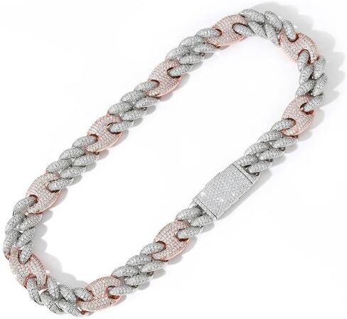 CARÁTIX 20mm Coffee Bean Cuban Link Chain Necklace – 5A+ CZ Iced Out Heavy Hip Hop for Men | Solid Rapper Gift in Saudi Arabia