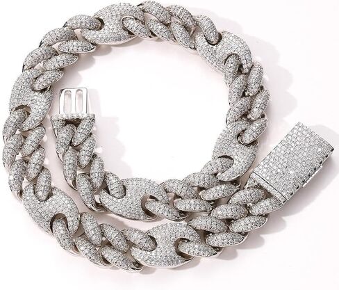 CARÁTIX 20mm Coffee Bean Cuban Link Chain Necklace – 5A+ CZ Iced Out Heavy Hip Hop for Men | Solid Rapper Gift in Saudi Arabia