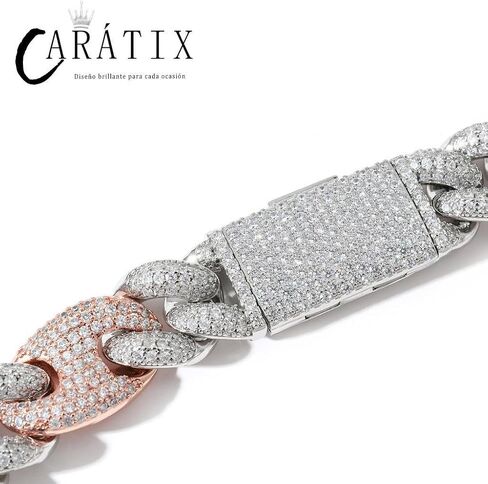 CARÁTIX 20mm Coffee Bean Cuban Link Chain Necklace – 5A+ CZ Iced Out Heavy Hip Hop for Men | Solid Rapper Gift in Saudi Arabia