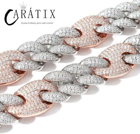 CARÁTIX 20mm Coffee Bean Cuban Link Chain Necklace – 5A+ CZ Iced Out Heavy Hip Hop for Men | Solid Rapper Gift in Saudi Arabia