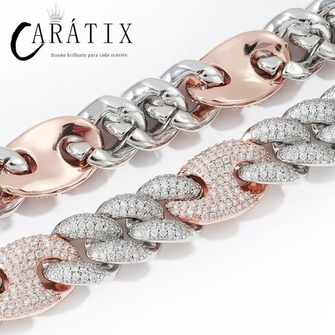 CARÁTIX 20mm Coffee Bean Cuban Link Chain Necklace – 5A+ CZ Iced Out Heavy Hip Hop for Men | Solid Rapper Gift in Saudi Arabia