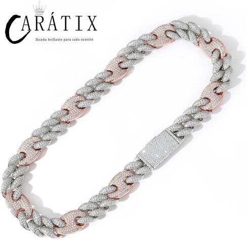 CARÁTIX 20mm Coffee Bean Cuban Link Chain Necklace – 5A+ CZ Iced Out Heavy Hip Hop for Men | Solid Rapper Gift in Saudi Arabia