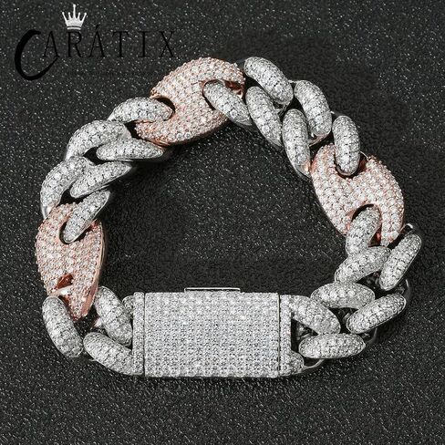 CARÁTIX 20mm Coffee Bean Cuban Link Chain Necklace – 5A+ CZ Iced Out Heavy Hip Hop for Men | Solid Rapper Gift in Saudi Arabia