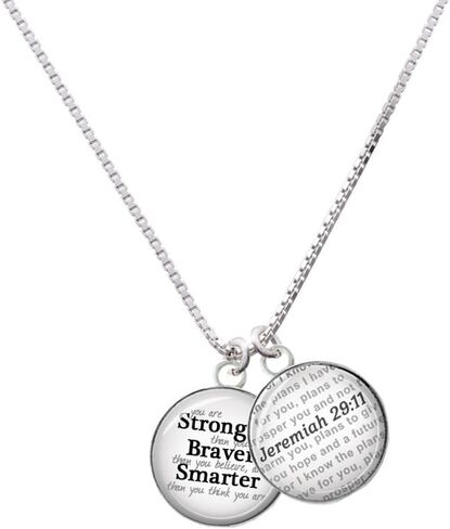 مجوهرات ديلايت سيلفرتون مقببة أقوى وأكثر شجاعة - آية الكتاب المقدس إرميا 29:11 قلادة قبة زجاجية، 18 بوصة + 2 بوصة in Kuwait