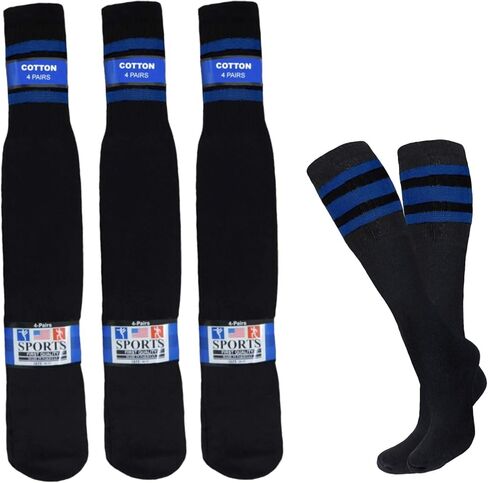 TUBE SOCKS BLACK WITH 3 STRIPES 12-PAIRS BLACK RETRO OLD SCHOOL 22" LONG in Saudi Arabia
