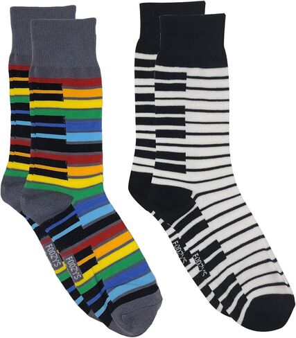 Foozys Men’s Crew Socks | Fun Fancy Piano Keys Themed Fashion Novelty Socks | 2 Pairs Included in Two Colors in Saudi Arabia