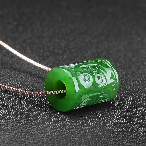 CAOMIAN Natural Green Jade Money Beads Pendant Necklace Charm Jewellery Fashion Accessories Hand-Carved Man Luck Amulet Gifts in Saudi Arabia