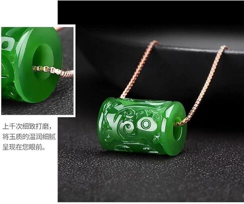 CAOMIAN Natural Green Jade Money Beads Pendant Necklace Charm Jewellery Fashion Accessories Hand-Carved Man Luck Amulet Gifts in Saudi Arabia