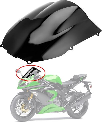 فقاعة مزدوجة لحاجب الرياح للزجاج الأمامي لـ Ninja ZX6R ZX6 636 ZX600E ZX600J 2000-2002 وZZR600 2005-2009، أسود in Saudi Arabia