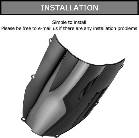فقاعة مزدوجة لحاجب الرياح للزجاج الأمامي لـ Ninja ZX6R ZX6 636 ZX600E ZX600J 2000-2002 وZZR600 2005-2009، أسود in Saudi Arabia