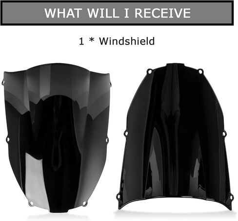 فقاعة مزدوجة لحاجب الرياح للزجاج الأمامي لـ Ninja ZX6R ZX6 636 ZX600E ZX600J 2000-2002 وZZR600 2005-2009، أسود in Saudi Arabia