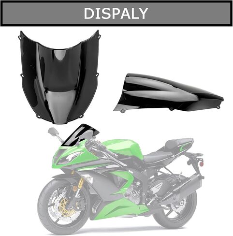 فقاعة مزدوجة لحاجب الرياح للزجاج الأمامي لـ Ninja ZX6R ZX6 636 ZX600E ZX600J 2000-2002 وZZR600 2005-2009، أسود in Saudi Arabia