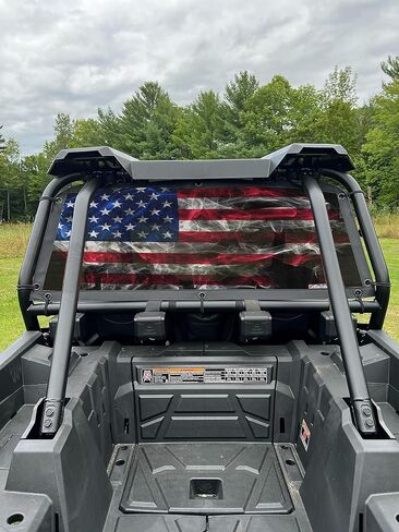 Oh Hey.Rear Dust Screen Fits 2023 and Older Polaris RZR/XP 1000 /Turbo/Turbo S/X4/S4 (Some 900s) UTV by GrilleAdz (Smokey USA Flag) in Kuwait