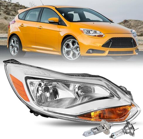 JSBOYAT Headlight Assembly Fit for 2012 to 2014 Ford Focus [Factory Halogen Type] OEM Headlamp Replacement, Chrome Housing & Amber Reflector in Saudi Arabia