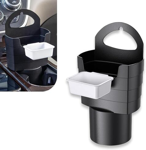 French Fry Holder for Car, Multi-Purpose Centre Console Cup Holder Chip Sauce Jam Organiser, Plug-in Mounting Waterproof Smooth Plastic Accessories, Universal for Most Cars Trucks (Black) in Kuwait