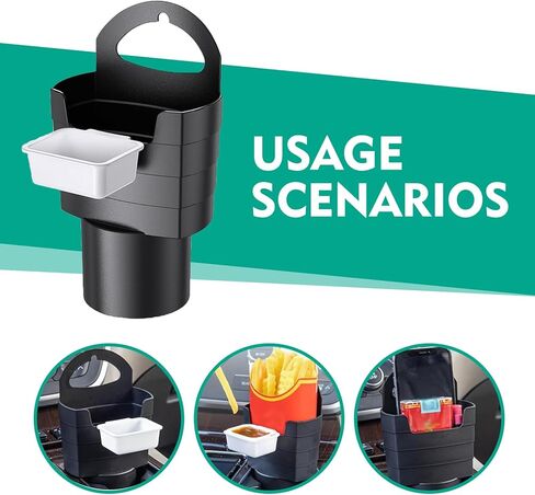 French Fry Holder for Car, Multi-Purpose Centre Console Cup Holder Chip Sauce Jam Organiser, Plug-in Mounting Waterproof Smooth Plastic Accessories, Universal for Most Cars Trucks (Black) in Kuwait