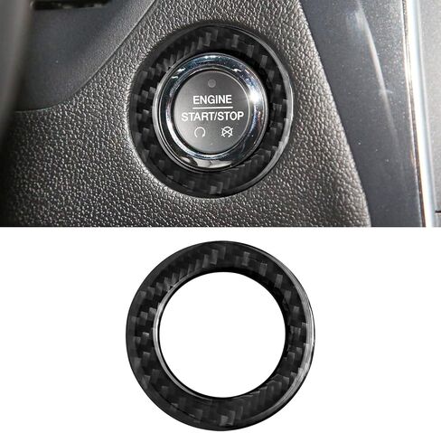 YAMUDA Compatible with Real Soft Carbon Fiber One Click Start Button Outer Ring 1-Pack Covers Kit for Ford Explorer 2013-2019 Black Interior Trim in Kuwait