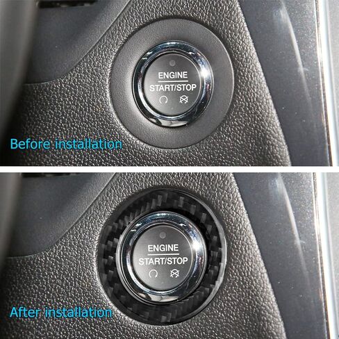 YAMUDA Compatible with Real Soft Carbon Fiber One Click Start Button Outer Ring 1-Pack Covers Kit for Ford Explorer 2013-2019 Black Interior Trim in Kuwait