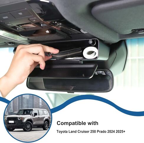 صندوق تخزين مرآة الرؤية الخلفية الداخلية متوافق مع Toyota Land Cruiser 250 Prado LC250 J250 2024 2025 ملحقات ABS وحدة التحكم المركزية علبة تنظيم الملحقات قطعة واحدة in Saudi Arabia