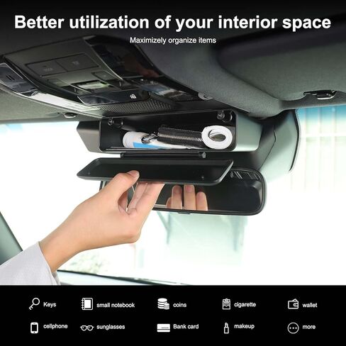 صندوق تخزين مرآة الرؤية الخلفية الداخلية متوافق مع Toyota Land Cruiser 250 Prado LC250 J250 2024 2025 ملحقات ABS وحدة التحكم المركزية علبة تنظيم الملحقات قطعة واحدة in Saudi Arabia