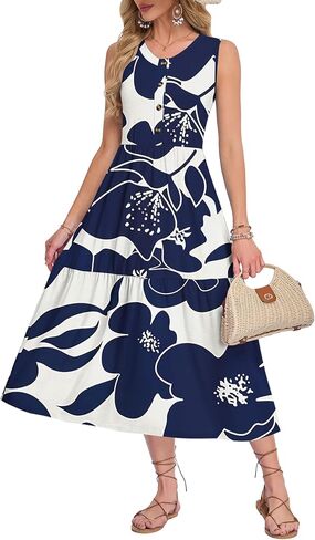 MOLERANI Summer Maxi Dresses for Women 2026 Sleeveless Loose Long Beach Dress Casual Button Down Sundresses with Pockets in Kuwait