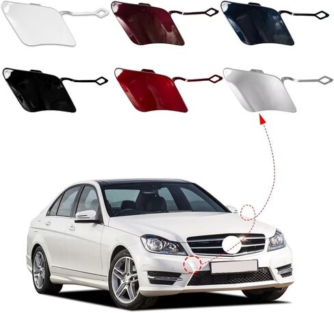 Front Bumper Tow Hook Cover Cap Towing Eye Fit for Mercedes-Benz C-Class W204 AMG Line 2011-2014 C250 C350 2012 2013 2014 Tow Hook Cover Trailer Cap A2048850526(White) in Saudi Arabia