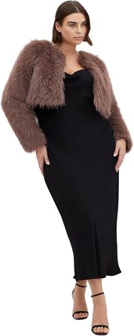 City Chic Women's Plus Size Jacket - Angelica Faux Fur Crop in Saudi Arabia