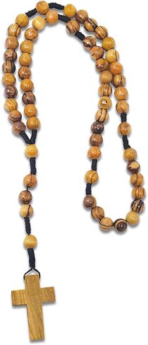 TREE OF LIFE REV. 22:14 Holy Land Olive Wood Catholic Rosary from Israel, Solid Wooden Dangling Cross Pendant, Large Beads, For Men and Women, Housed in Gift Ready Red Velvet Box, Rosario Católico in Kuwait
