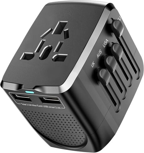 Universal Travel Adapter,adaptador de enchufe de pared internacional de CA de 20 W,cargador de viaje de 2 puertos USB C y 2 puertos USB para EE.UU.UE Reino Unido y Australia in Saudi Arabia