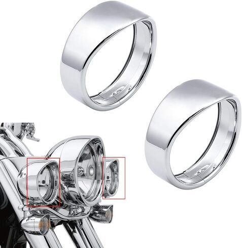 1 Pair 4.5 inch Auxiliary Light Trim Ring Visor Style Compatible with '06-'16 Street Glide FLHX '14-'16 Special FLHXS Harley Models in Kuwait