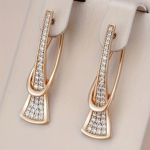 Fashion Creative Irregular Sector Inlay Shiny Zirconia Drop Earrings for Women Party Daily Wear Jewelry Accessory Gift in Saudi Arabia