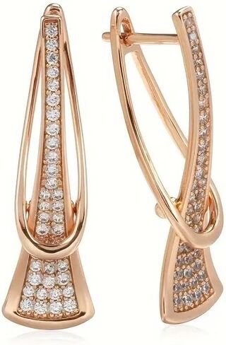 Fashion Creative Irregular Sector Inlay Shiny Zirconia Drop Earrings for Women Party Daily Wear Jewelry Accessory Gift in Saudi Arabia