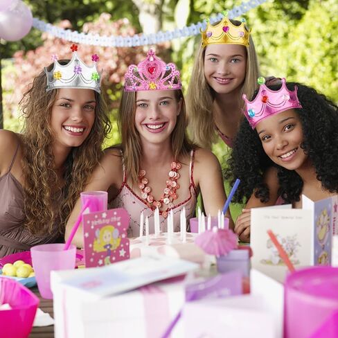 18 Pieces DIY Crowns Set Include 6 Pieces Foam Princess Crowns and 12 Pieces Crystal Diamond Sticker for Kids in Kuwait