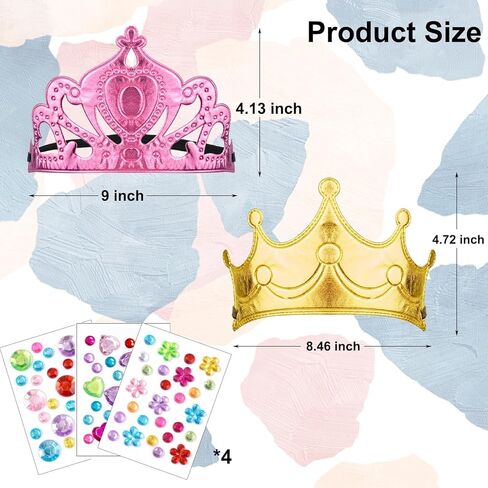 18 Pieces DIY Crowns Set Include 6 Pieces Foam Princess Crowns and 12 Pieces Crystal Diamond Sticker for Kids in Kuwait